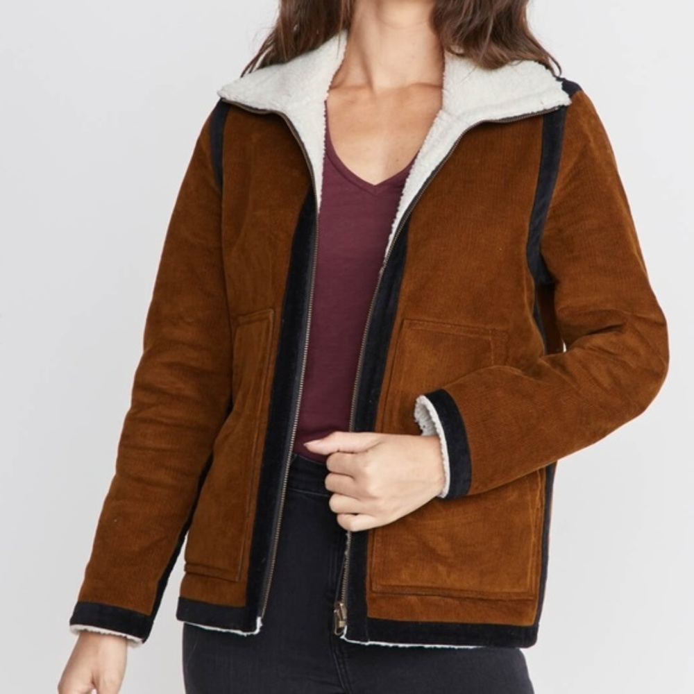 Marine Layer Brown Reversible Loni Sherpa Coat
